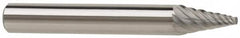 SGS Pro - 1/4" Cut Diam, 1/4" Shank Diam, Cone Head Single Cut Burr - Carbide, Point End, 1" LOC - Exact Tooling