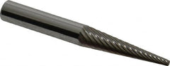 Atrax - 1/4" Cut Diam, 1/4" Shank Diam, Cone Head Single Cut Burr - Carbide, Point End, 1" LOC, 2" OAL - Exact Tooling