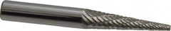 Atrax - 1/4" Cut Diam, 1/4" Shank Diam, Cone Head Double Cut Burr - Carbide, Point End, 1" LOC, 2" OAL - Exact Tooling