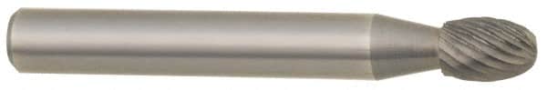 SGS Pro - 5/8" Cut Diam, 1/4" Shank Diam, Oval Head Double Cut Burr - Carbide, Radius End, 1" LOC - Exact Tooling