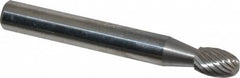 Atrax - 1/4" Cut Diam, 1/4" Shank Diam, Oval Head Single Cut Burr - Carbide, Radius End, 3/8" LOC, 2" OAL - Exact Tooling