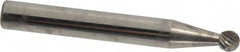 Atrax - 3/16" Cut Diam, 1/4" Shank Diam, Ball Head Single Cut Burr - Carbide, Radius End, 1/8" LOC, 2" OAL - Exact Tooling