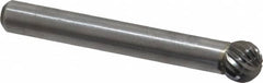 Atrax - 5/16" Cut Diam, 1/4" Shank Diam, Ball Head Single Cut Burr - Carbide, Radius End, 1/4" LOC, 2-1/32" OAL - Exact Tooling