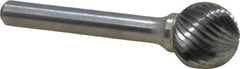 Atrax - 5/8" Cut Diam, 1/4" Shank Diam, Ball Head Single Cut Burr - Carbide, Radius End, 9/16" LOC, 2-3/8" OAL - Exact Tooling