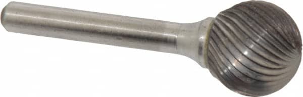 Atrax - 3/4" Cut Diam, 1/4" Shank Diam, Ball Head Single Cut Burr - Carbide, Radius End, 11/16" LOC, 2-1/2" OAL - Exact Tooling