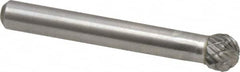 Atrax - 5/16" Cut Diam, 1/4" Shank Diam, Ball Head Double Cut Burr - Carbide, Radius End, 1/4" LOC, 2-1/32" OAL - Exact Tooling