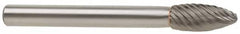 SGS Pro - 1/2" Cut Diam, 3/8" Shank Diam, Flame Head Double Cut Burr - Carbide, Radius End, 1-1/4" LOC, 3" OAL - Exact Tooling