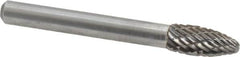 Atrax - 5/16" Cut Diam, 1/4" Shank Diam, Flame Head Double Cut Burr - Carbide, Radius End, 3/4" LOC, 2-1/2" OAL - Exact Tooling