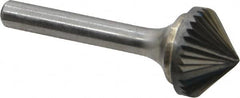 Atrax - 3/4" Cut Diam, 1/4" Shank Diam, Cone Head Single Cut Burr - Carbide, Point End, 3/8" LOC, 2-1/8" OAL - Exact Tooling