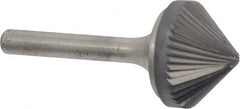 Atrax - 1" Cut Diam, 1/4" Shank Diam, Cone Head Single Cut Burr - Carbide, Point End, 1/2" LOC, 2-1/4" OAL - Exact Tooling