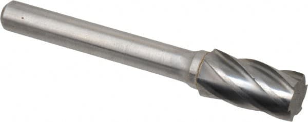 Atrax - 3/8" Cut Diam, 1/4" Shank Diam, Cylinder Head Fluted Cut Burr - Flat End, 3/4" LOC, 2-1/2" OAL - Exact Tooling