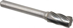 Atrax - 3/8" Cut Diam, 1/4" Shank Diam, Cylinder Head Fluted Cut Burr - Flat End, 3/4" LOC, 2-1/2" OAL - Exact Tooling