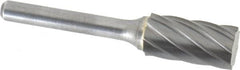 Atrax - 1/2" Cut Diam, 1/4" Shank Diam, Cylinder Head Fluted Cut Burr - Flat End, 1" LOC, 2-3/4" OAL - Exact Tooling