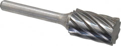 Atrax - 5/8" Cut Diam, 1/4" Shank Diam, Cylinder Head Fluted Cut Burr - Flat End, 1" LOC, 2-3/4" OAL - Exact Tooling