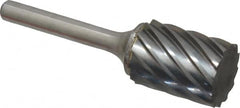 Atrax - 3/4" Cut Diam, 1/4" Shank Diam, Cylinder Head Fluted Cut Burr - Flat End, 1" LOC, 2-3/4" OAL - Exact Tooling