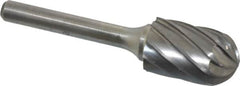 Atrax - 5/8" Cut Diam, 1/4" Shank Diam, Cylinder with Radius Head Fluted Cut Burr - Radius End, 1" LOC, 2-3/4" OAL - Exact Tooling
