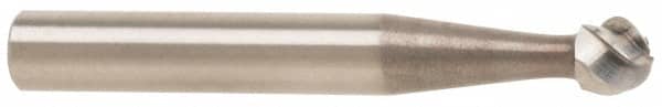 M.A. Ford - 1/2" Cut Diam, 1/4" Shank Diam, Ball Head Single Cut Burr - Carbide, Radius End, 7/16" LOC, 2-7/16" OAL - Exact Tooling