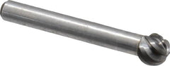 Atrax - 3/8" Cut Diam, 1/4" Shank Diam, Ball Head Fluted Cut Burr - Radius End, 1/4" LOC, 2-5/64" OAL - Exact Tooling