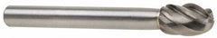Atrax - 3/8" Cut Diam, 1/4" Shank Diam, Oval Head Fluted Cut Burr - Radius End, 5/8" LOC, 2-3/8" OAL - Exact Tooling