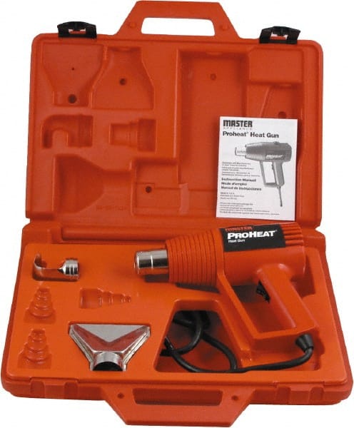 Master Appliance - 500 to 1,000°F Heat Setting, 16 CFM Air Flow, Heat Gun Kit - 120 Volts, 11 Amps, 1,300 Watts, 6' Cord Length - Exact Tooling