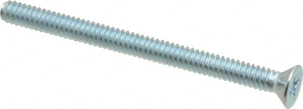 Value Collection - #10-24 UNC, 2-1/2" OAL Phillips Drive Machine Screw - Flat Head, Grade 2 Steel, Zinc-Plated Finish, Without Washer - Exact Tooling