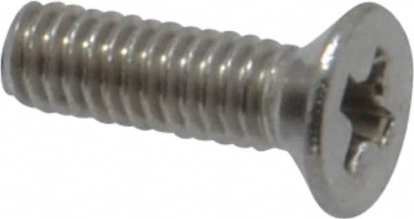 Value Collection - M2.5x0.45 Metric Coarse, 8mm OAL Phillips Drive Machine Screw - Flat Head, Grade 18-8 & A2 Stainless Steel, Uncoated, Without Washer - Exact Tooling
