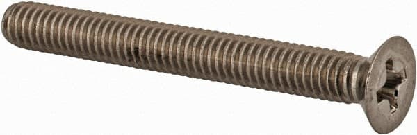 Value Collection - M4x0.70 Metric Coarse, 35mm OAL Phillips Drive Machine Screw - Flat Head, Grade 18-8 & A2 Stainless Steel, Uncoated, Without Washer - Exact Tooling