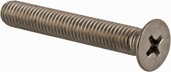 Value Collection - M5x0.80 Metric Coarse, 40mm OAL Phillips Drive Machine Screw - Flat Head, Grade 18-8 & A2 Stainless Steel, Uncoated, Without Washer - Exact Tooling