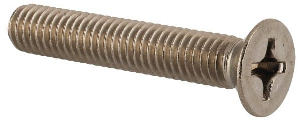 Value Collection - M6x1.00 Metric Coarse, 35mm OAL Phillips Drive Machine Screw - Flat Head, Grade 18-8 & A2 Stainless Steel, Uncoated, Without Washer - Exact Tooling