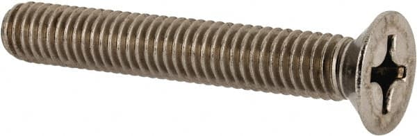 Value Collection - M6x1.00 Metric Coarse, 40mm OAL Phillips Drive Machine Screw - Flat Head, Grade 18-8 & A2 Stainless Steel, Uncoated, Without Washer - Exact Tooling