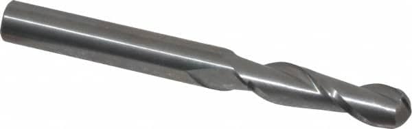 Atrax - 5/16" Diam, 1-1/8" LOC, 2 Flute Solid Carbide Ball End Mill - Uncoated, Single End, 3" OAL, 5/16" Shank Diam - Exact Tooling