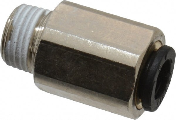 Legris - 6mm Outside Diam, 1/8 BSPT, Nickel Plated Brass Push-to-Connect Tube Self-Sealing Male Connector - 145 Max psi, Tube to Male BSPT, Buna-N O-Ring - Exact Tooling
