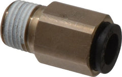 Legris - 1/4" Outside Diam, 1/8 NPT, Nickel Plated Brass Push-to-Connect Tube Self-Sealing Male Connector - 145 Max psi, Tube to Male NPT, Buna-N O-Ring - Exact Tooling