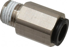 Legris - 3/8" Outside Diam, 1/4 NPT, Nickel Plated Brass Push-to-Connect Tube Self-Sealing Male Connector - 145 Max psi, Tube to Male NPT, Buna-N O-Ring - Exact Tooling