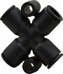 Legris - 1/4" Outside Diam, Nylon Push-to-Connect Tube Cross - 290 Max psi, Black - Exact Tooling