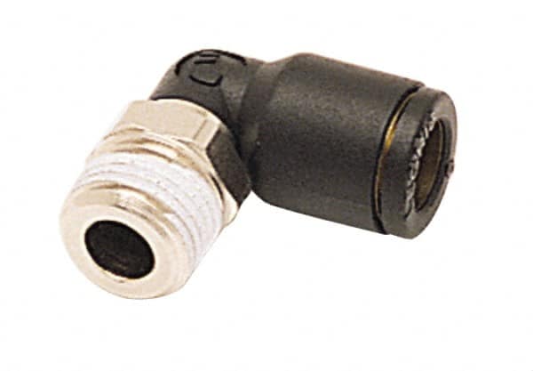 Legris - 1/2" Outside Diam, 3/8 BSPT, Nylon Push-to-Connect Tube Male Elbow - 290 Max psi, Tube to Male BSPT Connection, Buna Nitrile O-Ring - Exact Tooling