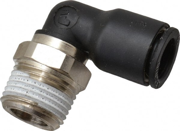 Legris - 10mm Outside Diam, 3/8 NPT, Nylon Push-to-Connect Tube Male Elbow - 290 Max psi, Tube to Male NPT Connection, Buna Nitrile O-Ring - Exact Tooling