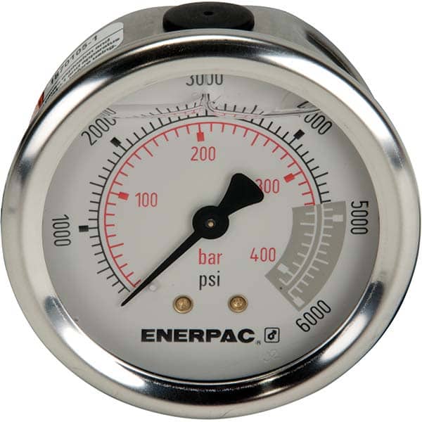 Enerpac - Hydraulic Pressure Gages & Adapters Type: Glycerine Filled Pressure Rating: 6000 - Exact Tooling