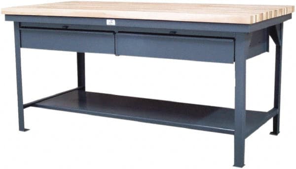 Strong Hold - 72 Wide x 36" Deep x 34" High, Stainless Steel Work Table - Flat Top, Angle Legs, Dark Gray - Exact Tooling
