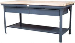 Strong Hold - 72 Wide x 36" Deep x 34" High, Stainless Steel Work Table - Flat Top, Angle Legs, Dark Gray - Exact Tooling