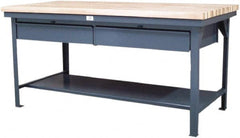 Strong Hold - 48 Wide x 30" Deep x 34" High, ABS Work Table - Flat Top, Angle Legs, Dark Gray - Exact Tooling
