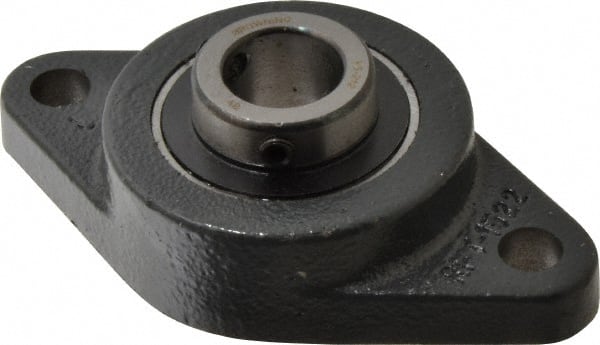 Browning - 3/4" ID, 4-13/32" OAL x 2-1/2" OAH 2-Bolt Flange - 1,444 Lb Static Cap, 2,611 Lb Dyn Cap, 3-17/32" Btw Mnt Hole Ctrs, Cast Iron - Exact Tooling