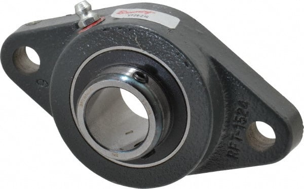 Browning - 1" ID, 4-7/8" OAL x 2-3/4" OAH 2-Bolt Flange - 1,651 Lb Static Cap, 2,801 Lb Dyn Cap, 3-57/64" Btw Mnt Hole Ctrs, Cast Iron - Exact Tooling