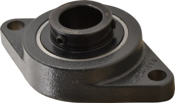 Browning - 1-1/4" ID, 6-1/8" OAL x 3-5/8" OAH 2-Bolt Flange - 3,493 Lb Static Cap, 5,782 Lb Dyn Cap, 5-1/8" Btw Mnt Hole Ctrs, Cast Iron - Exact Tooling