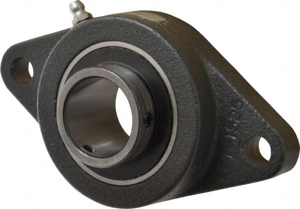 Browning - 1-1/4" ID, 5-9/16" OAL x 3-1/8" OAH 2-Bolt Flange - 2,567 Lb Static Cap, 4,381 Lb Dyn Cap, 4-19/32" Btw Mnt Hole Ctrs, Cast Iron - Exact Tooling