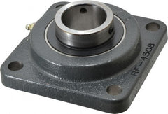 Browning - 1-11/16" ID, 5-3/8" OAL x 5-3/8" OAH 4-Bolt Flange - 5,139 Lb Static Cap, 7,901 Lb Dyn Cap, 4-1/8" Btw Mnt Hole Ctrs, Cast Iron - Exact Tooling