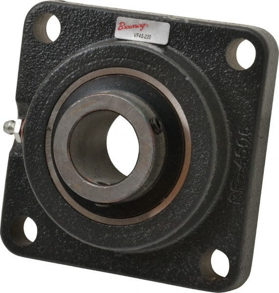 Browning - 1-1/4" ID, 4-5/8" OAL x 4-5/8" OAH 4-Bolt Flange - 3,493 Lb Static Cap, 5,782 Lb Dyn Cap, 3-5/8" Btw Mnt Hole Ctrs, Cast Iron - Exact Tooling