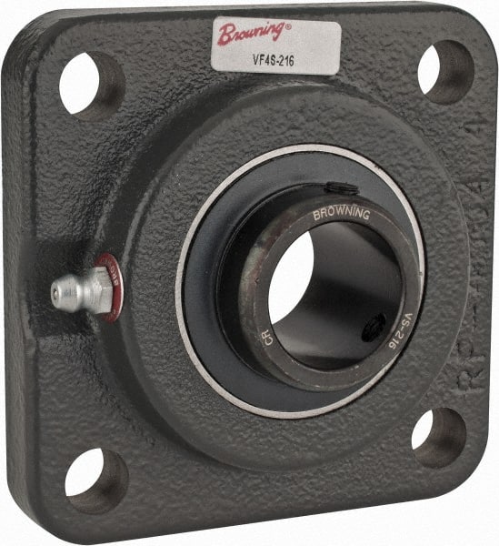 Browning - 1" ID, 3-3/4" OAL x 3-3/4" OAH 4-Bolt Flange - 1,651 Lb Static Cap, 2,801 Lb Dyn Cap, 2-3/4" Btw Mnt Hole Ctrs, Cast Iron - Exact Tooling