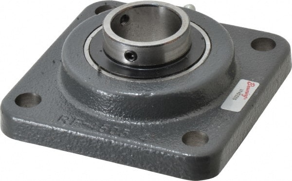 Browning - 1-1/4" ID, 4-1/4" OAL x 4-1/4" OAH 4-Bolt Flange - 2,567 Lb Static Cap, 4,381 Lb Dyn Cap, 3-1/4" Btw Mnt Hole Ctrs, Cast Iron - Exact Tooling