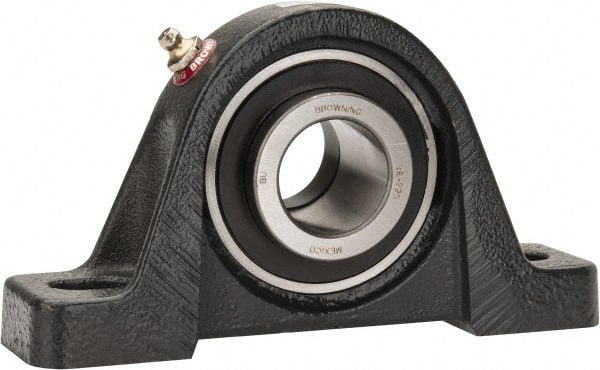 Browning - 1-1/4" ID, 6-3/4" OAL x 3-11/16" OAH Pillow Block - 3,493 Lb Static Cap, 5,782 Lb Dyn Cap, 5" Btw Mnt Hole Ctrs, 1-7/8" Base-to-Ctr Ht, Cast Iron - Exact Tooling